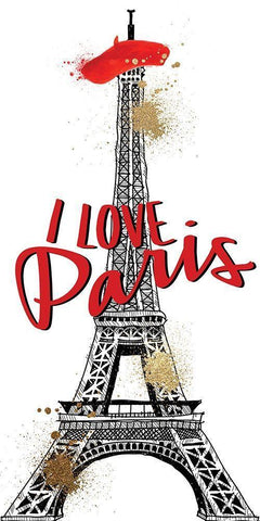 I Love Paris 1 White Modern Wood Framed Art Print with Double Matting by Allen, Kimberly