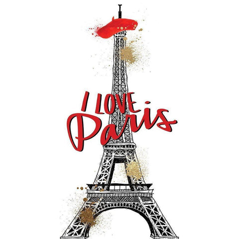 I Love Paris 1 Black Modern Wood Framed Art Print with Double Matting by Allen, Kimberly