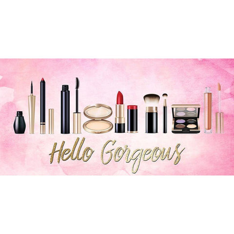 Hello Gorgeous Makeup V2 White Modern Wood Framed Art Print by Allen, Kimberly