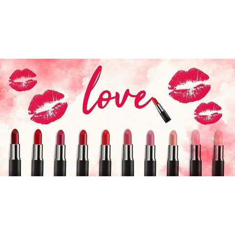 Love Lipstick V2 Black Modern Wood Framed Art Print with Double Matting by Allen, Kimberly