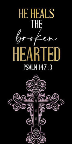 He Heals Blossoms 1 Black Ornate Wood Framed Art Print with Double Matting by Allen, Kimberly