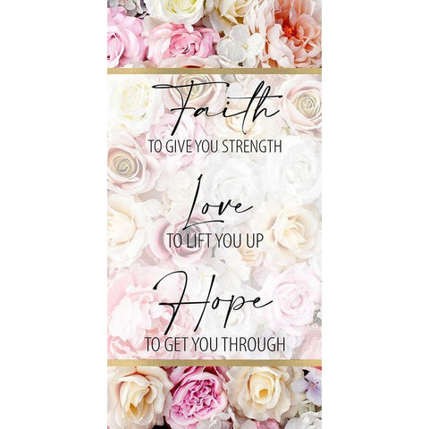 Faith Hope Floral 2 Gold Ornate Wood Framed Art Print with Double Matting by Allen, Kimberly