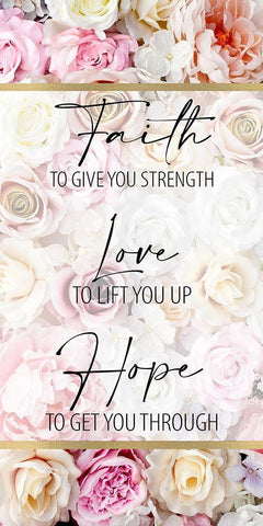 Faith Hope Floral 2 White Modern Wood Framed Art Print with Double Matting by Allen, Kimberly