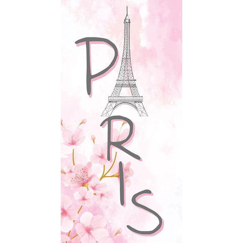 Cherry Blossom Paris 1 Black Modern Wood Framed Art Print with Double Matting by Allen, Kimberly