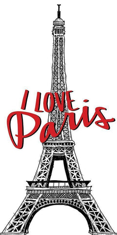 Paris Idea Love 1 White Modern Wood Framed Art Print with Double Matting by Allen, Kimberly