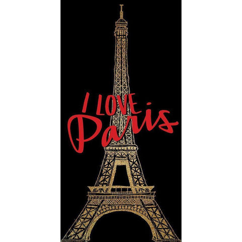 I Love Paris 1 Black Modern Wood Framed Art Print with Double Matting by Allen, Kimberly