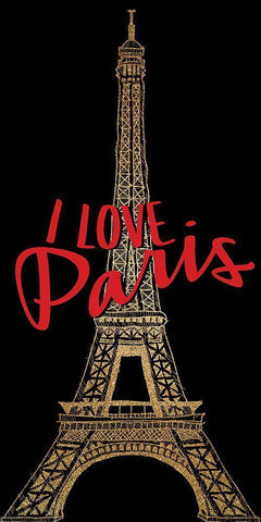 I Love Paris 1 Black Ornate Wood Framed Art Print with Double Matting by Allen, Kimberly