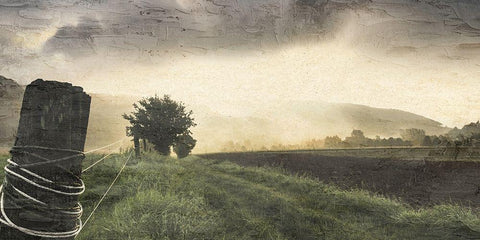 Sunset Farm White Modern Wood Framed Art Print with Double Matting by Allen, Kimberly