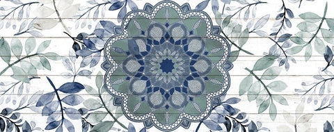 Mandala Leaves 2 Black Ornate Wood Framed Art Print with Double Matting by Allen, Kimberly