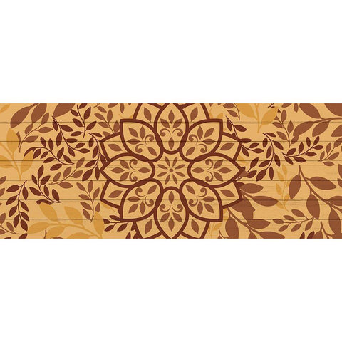 Brown Mandala Leaves 1 Black Modern Wood Framed Art Print with Double Matting by Allen, Kimberly