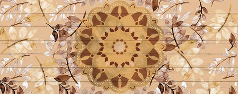 Brown Mandala Leaves 2 Black Ornate Wood Framed Art Print with Double Matting by Allen, Kimberly