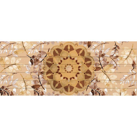 Brown Mandala Leaves 2 Black Modern Wood Framed Art Print by Allen, Kimberly