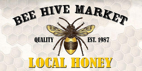 Bee Hive Market 2 White Modern Wood Framed Art Print with Double Matting by Allen, Kimberly