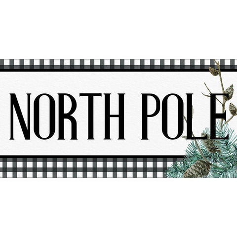 North Pole Plaid Black Modern Wood Framed Art Print by Allen, Kimberly