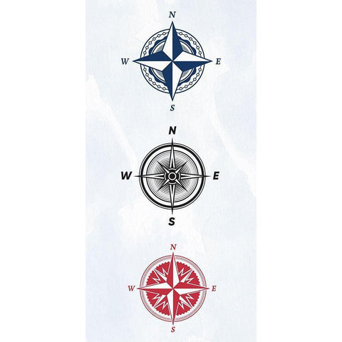 Vintage Compass 1 Black Modern Wood Framed Art Print by Allen, Kimberly