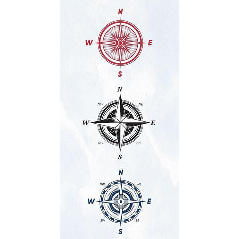 Vintage Compass 2 White Modern Wood Framed Art Print by Allen, Kimberly