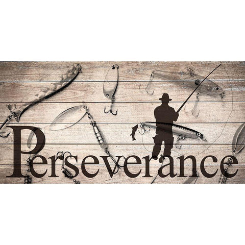 Perseverance Fishing Gold Ornate Wood Framed Art Print with Double Matting by Allen, Kimberly