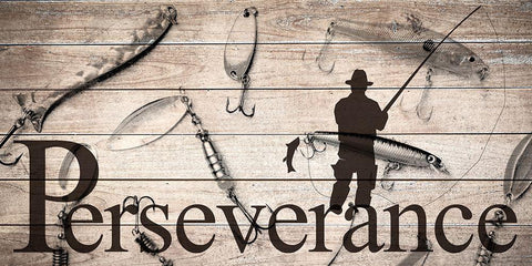 Perseverance Fishing Black Ornate Wood Framed Art Print with Double Matting by Allen, Kimberly