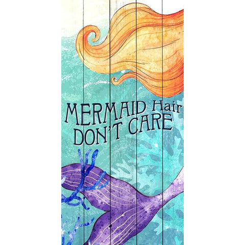 Mermaid Hair Dont Care White Modern Wood Framed Art Print by Allen, Kimberly