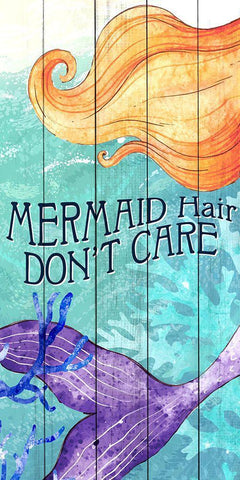 Mermaid Hair Dont Care White Modern Wood Framed Art Print with Double Matting by Allen, Kimberly