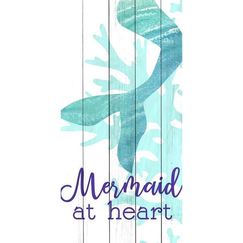 Mermaid Heart 1 White Modern Wood Framed Art Print by Allen, Kimberly