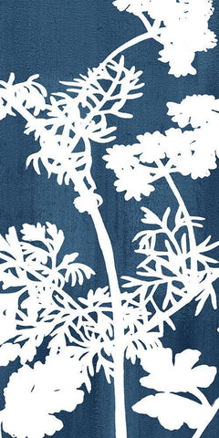 Botanical Panel Blues 2 White Modern Wood Framed Art Print with Double Matting by Allen, Kimberly