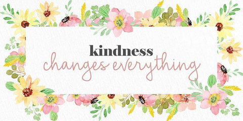 Kindness Changes Everything White Modern Wood Framed Art Print with Double Matting by Allen, Kimberly
