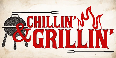 Chillin And Grillin Black Modern Wood Framed Art Print by Allen, Kimberly