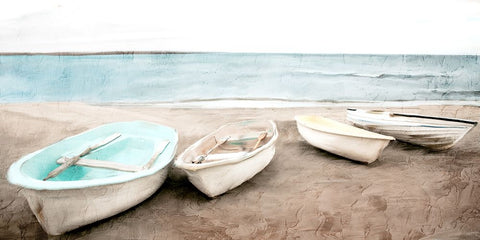 Beached Boats Black Ornate Wood Framed Art Print with Double Matting by Allen, Kimberly