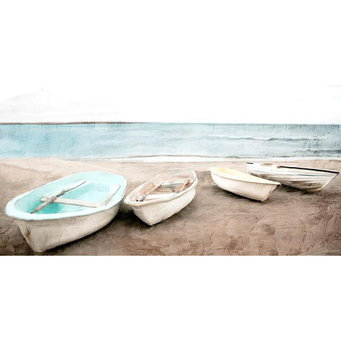 Beached Boats Black Modern Wood Framed Art Print by Allen, Kimberly