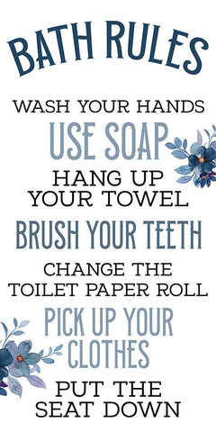 Bath Rules White Modern Wood Framed Art Print with Double Matting by Allen, Kimberly