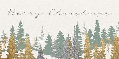 Merry Christmas Forest White Modern Wood Framed Art Print with Double Matting by Allen, Kimberly