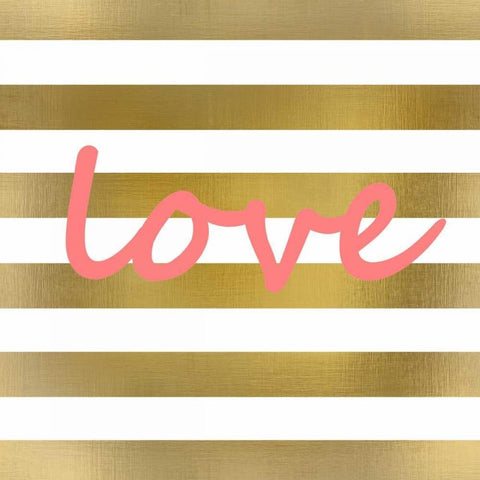 Pink And Gold Love White Modern Wood Framed Art Print by Allen, Kimberly