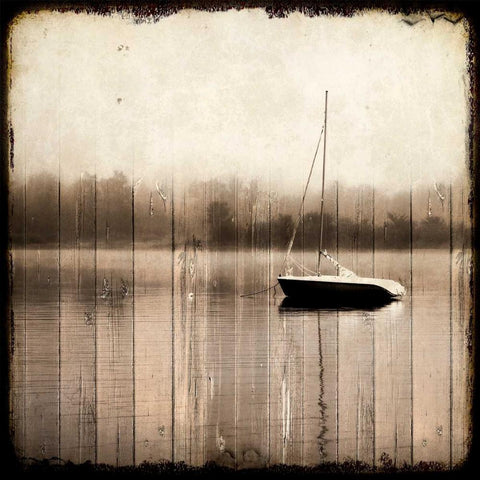 Misty Morning Boat Gold Ornate Wood Framed Art Print with Double Matting by Allen, Kimberly