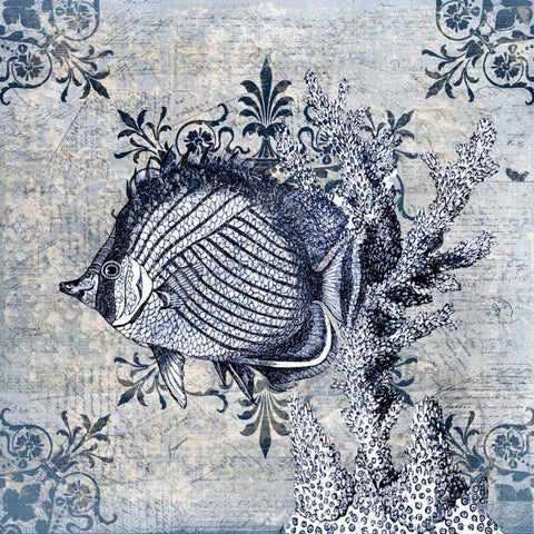 Marine Life Indigo 1 Black Modern Wood Framed Art Print by Allen, Kimberly