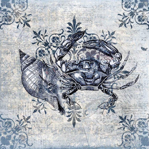 Marine Life Indigo 2 White Modern Wood Framed Art Print with Double Matting by Allen, Kimberly