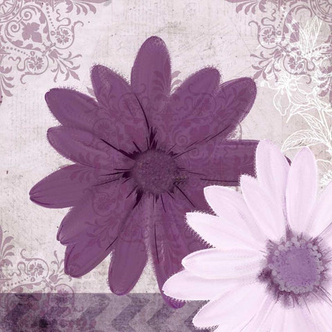Purple Bloom 2 White Modern Wood Framed Art Print with Double Matting by Allen, Kimberly
