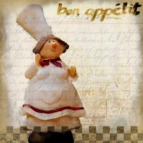 Bon Appetit 1 Black Ornate Wood Framed Art Print with Double Matting by Allen, Kimberly