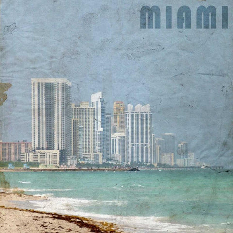 Miami Beach Gold Ornate Wood Framed Art Print with Double Matting by Allen, Kimberly