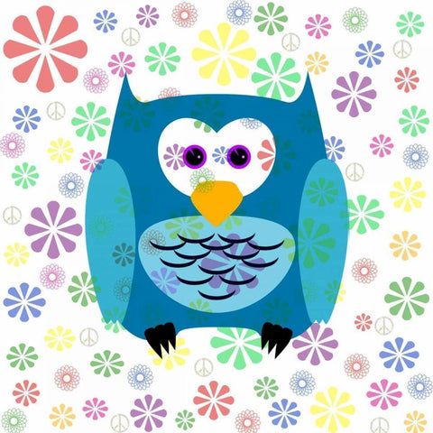 Owls and Flowers 2 White Modern Wood Framed Art Print by Allen, Kimberly