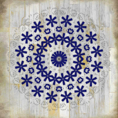 Indigo Tile 2 Black Modern Wood Framed Art Print with Double Matting by Allen, Kimberly