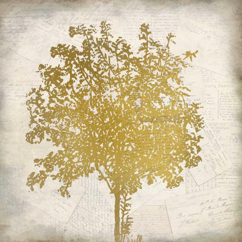 Tree Silhouette Gold 4 White Modern Wood Framed Art Print by Allen, Kimberly