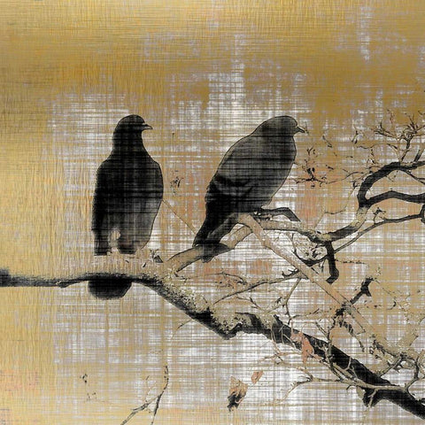 Black Birds 1 White Modern Wood Framed Art Print by Allen, Kimberly