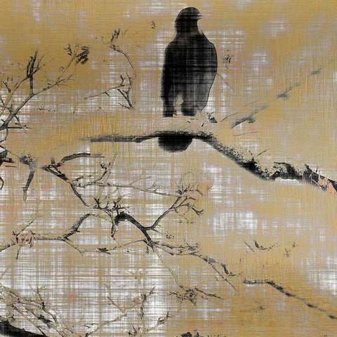 Black Birds 2 Gold Ornate Wood Framed Art Print with Double Matting by Allen, Kimberly