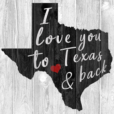 I Love You to Texas Black Modern Wood Framed Art Print with Double Matting by Kimberly, Allen