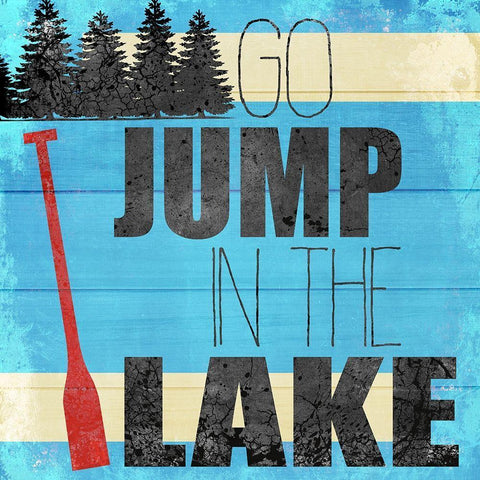 Go Jump In The Lake White Modern Wood Framed Art Print with Double Matting by Kimberly, Allen