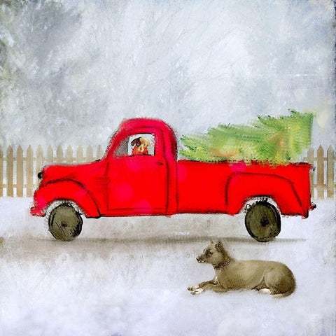 Pup In The Window Black Modern Wood Framed Art Print with Double Matting by Kimberly, Allen