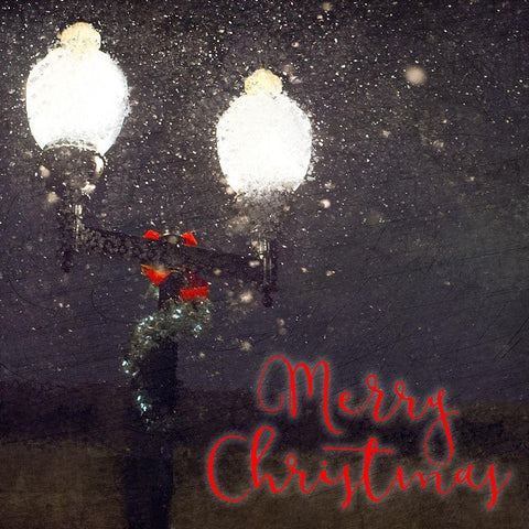 Light Post Christmas Black Ornate Wood Framed Art Print with Double Matting by Kimberly, Allen