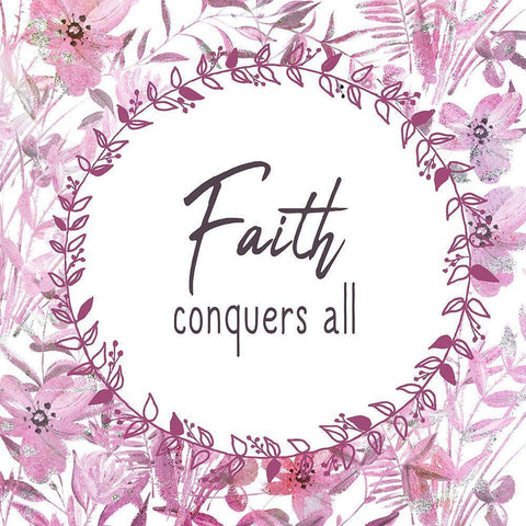 Faith Conquers Black Modern Wood Framed Art Print with Double Matting by Kimberly, Allen