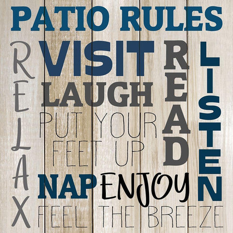 Patio Rules Gold Ornate Wood Framed Art Print with Double Matting by Allen, Kimberly